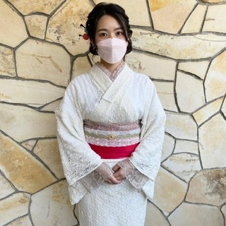 レースの浴衣と赤い帯✧*｡